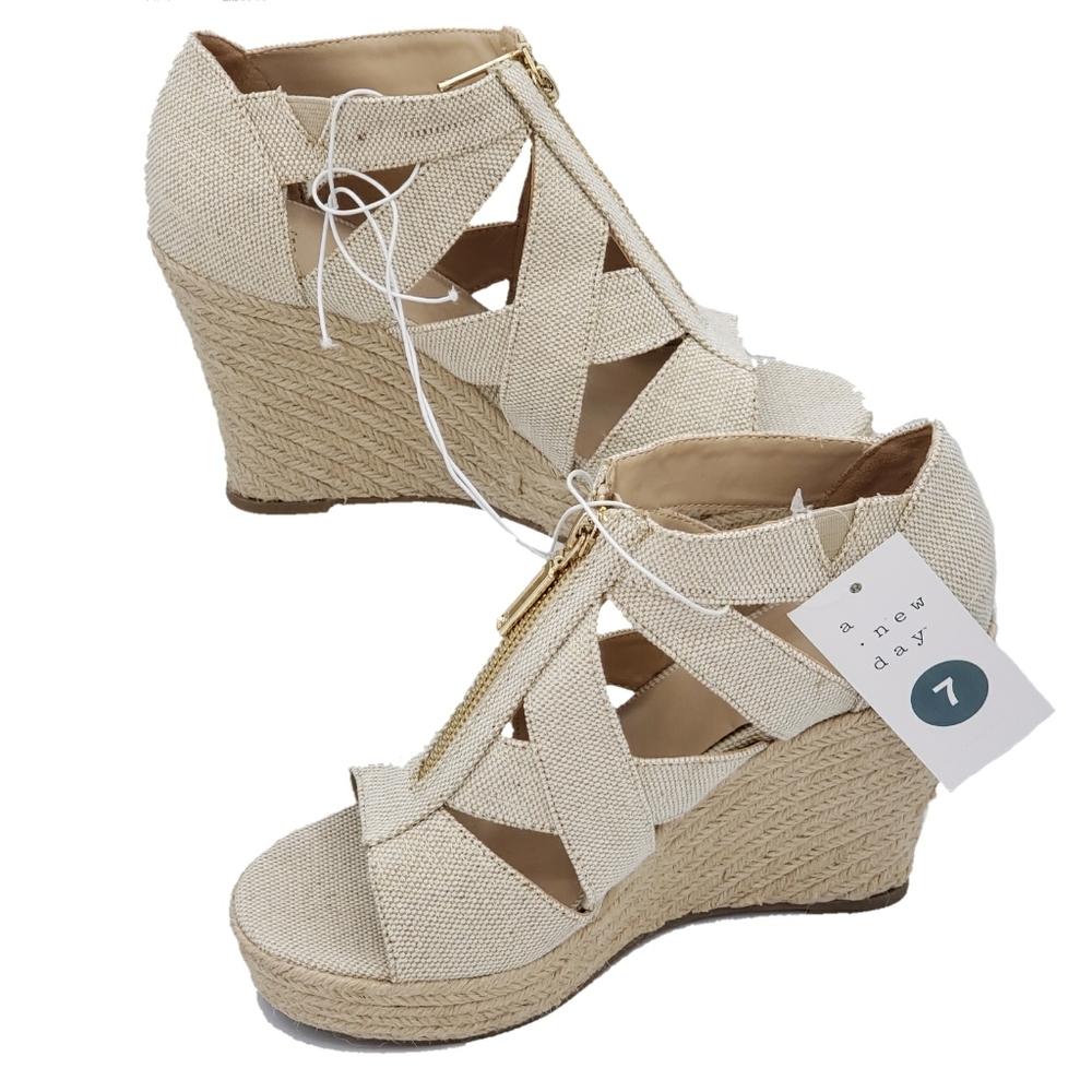A New Day Macie cream espadrille wedge sandals